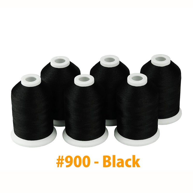 Simthread 6 Black 1000M(1100Y) Polyester Machine Embroidery Threads for Brother Babylock Janome Singer Pfaff Husqvarna Bernina Embroidery and Sewing Machines - Image 2